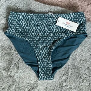 Vineyard vines floral high waist blue swim bikini bottom